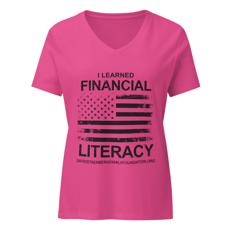 Women’s relaxed v-neck t-shirt | Veteran's Day v2 – XL, Berry