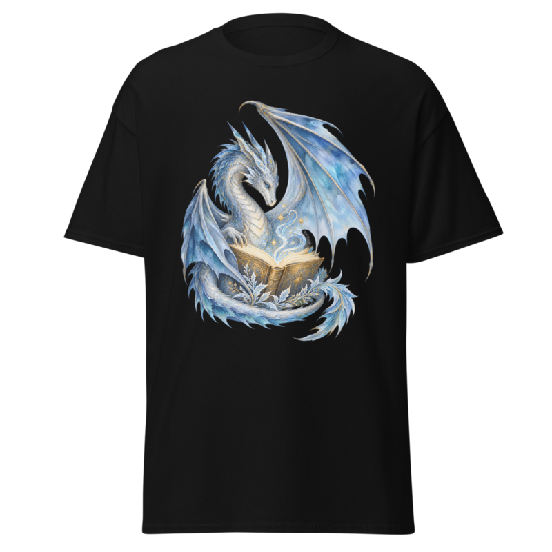 Dragón lector: Camiseta unisex · Negro