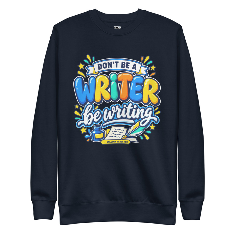 Be Writing - Adult Premium Sweatshirt – S, Navy Blazer