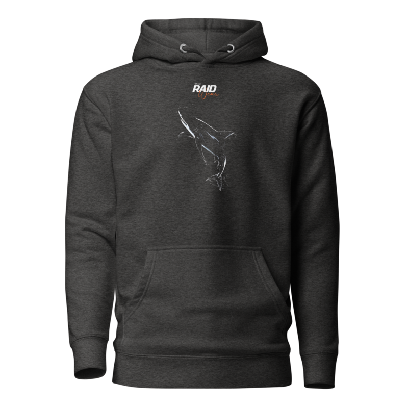 RAID Wear Shark Front Print Hoodie – XL, Charcoal Heather