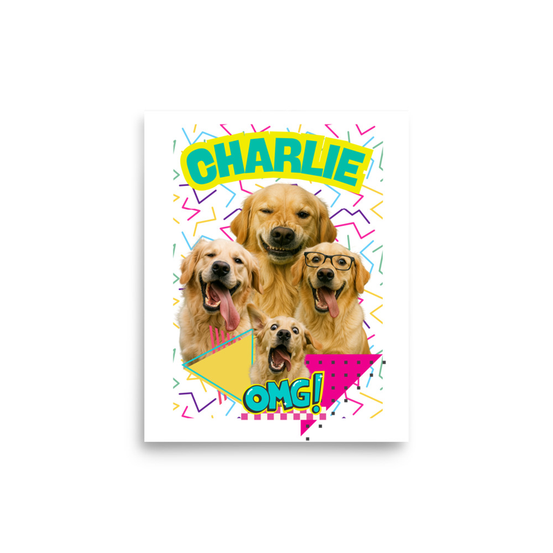 Retro Personalized Pet Party - Photo paper poster