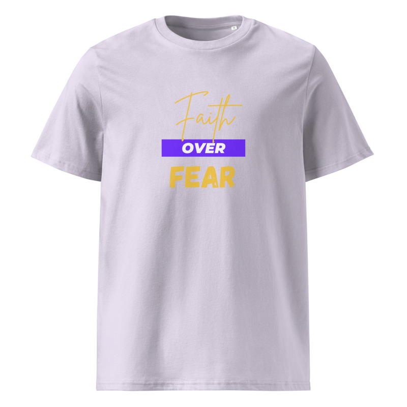 Faith Over Fear Unisex Organic Cotton T-Shirt – S, Lavender