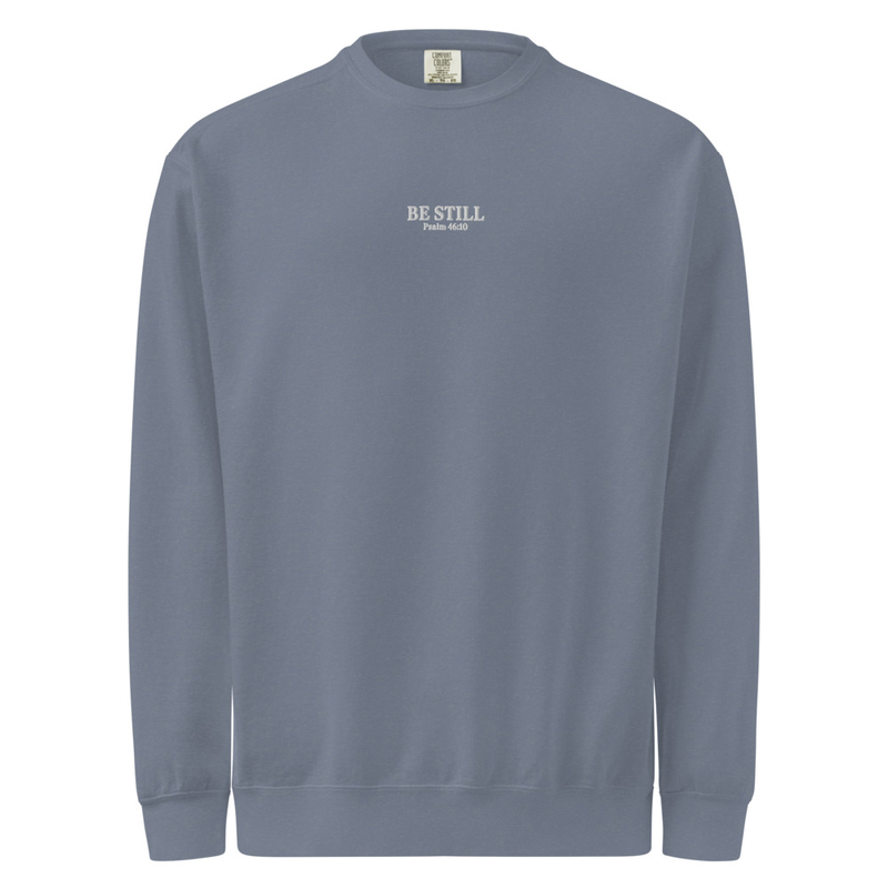 Be Still Crewneck – S, Blue Jean