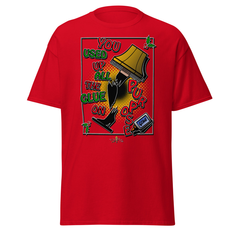 "You Used Up All the Glue... On Purpose! T-Shirt" A Christmas Story Family Limited Edition – XL, Red
