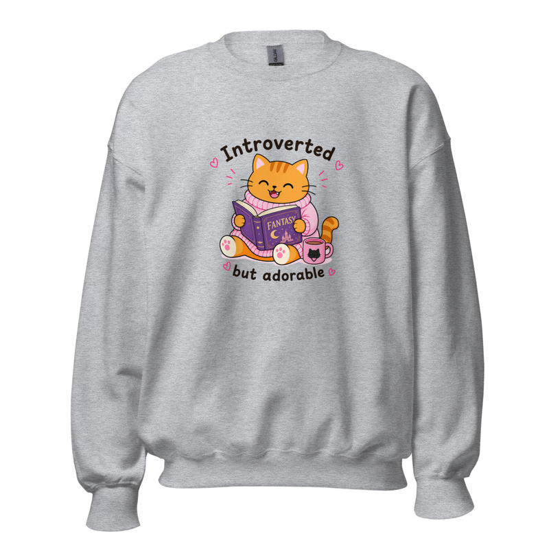 Introverted but adorable Ginger Cat Jumper – 5XL, Sport Grey