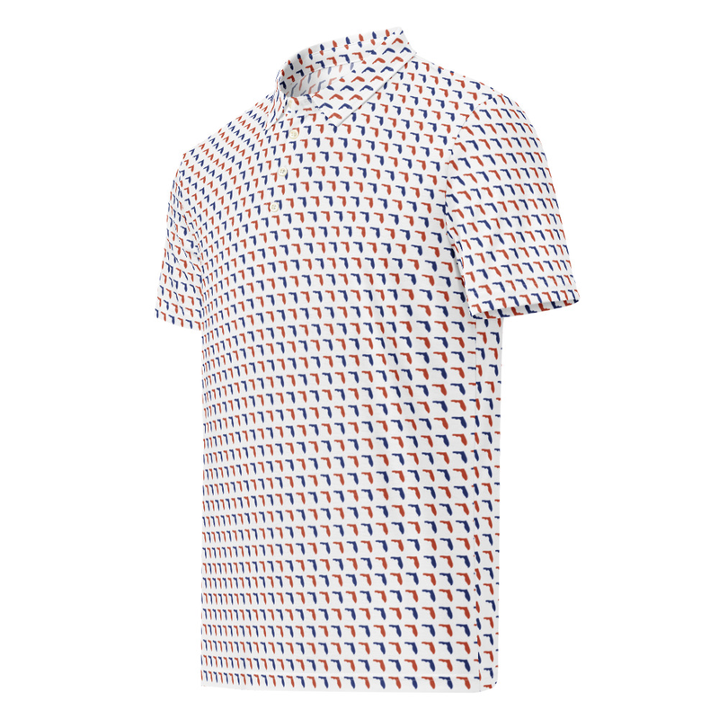 Men’s Fitted State of Florida Polo in Blue & Orange
