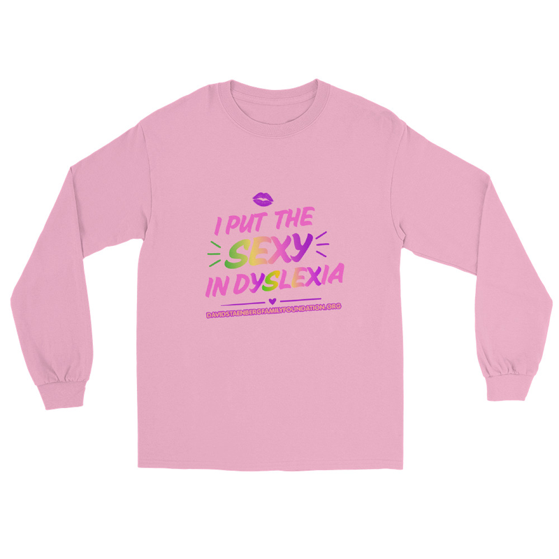 Men’s Long Sleeve Shirt | Dyslexia v1 – S, Light Pink