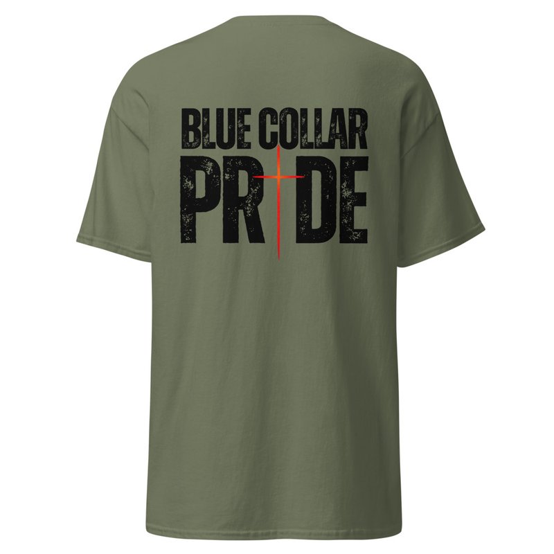 LIMITED TIME Blue Collar Pride DJ SHAWN Q on Military green tee