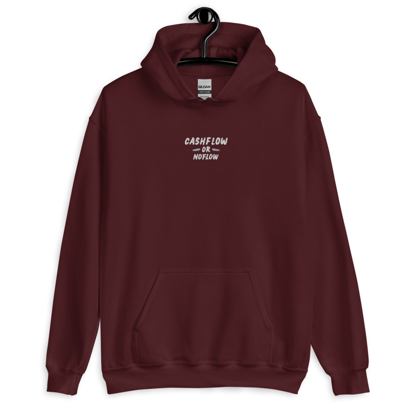 #CashflowOrNoflow Embroidered Hoodie – XL, Maroon