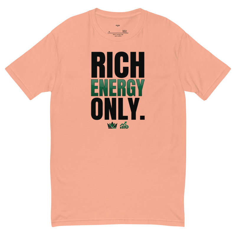 Rich Energy Only Shirt | Motivational Wealth Tee | Soft Cotton | Hustle – XL, Desert Pink