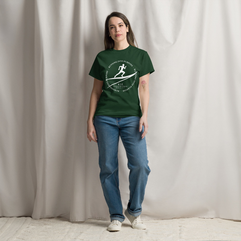 Running into Purpose Unisex classic tee – XL, Forest Green