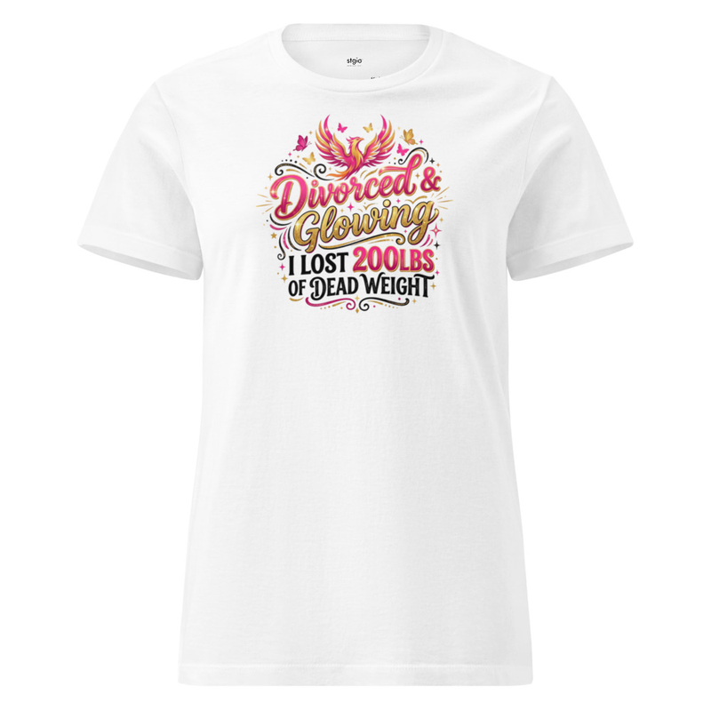 Divorced And Glowing Shirt Women | Empowerment Tee | Soft Cotton Gift – XL, White