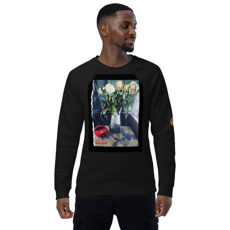 Unisex Love Fails organic raglan sweatshirt