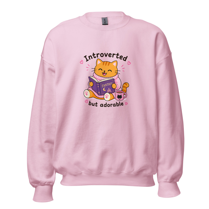 Introverted but adorable Ginger Cat Jumper – 2XL, Light Pink