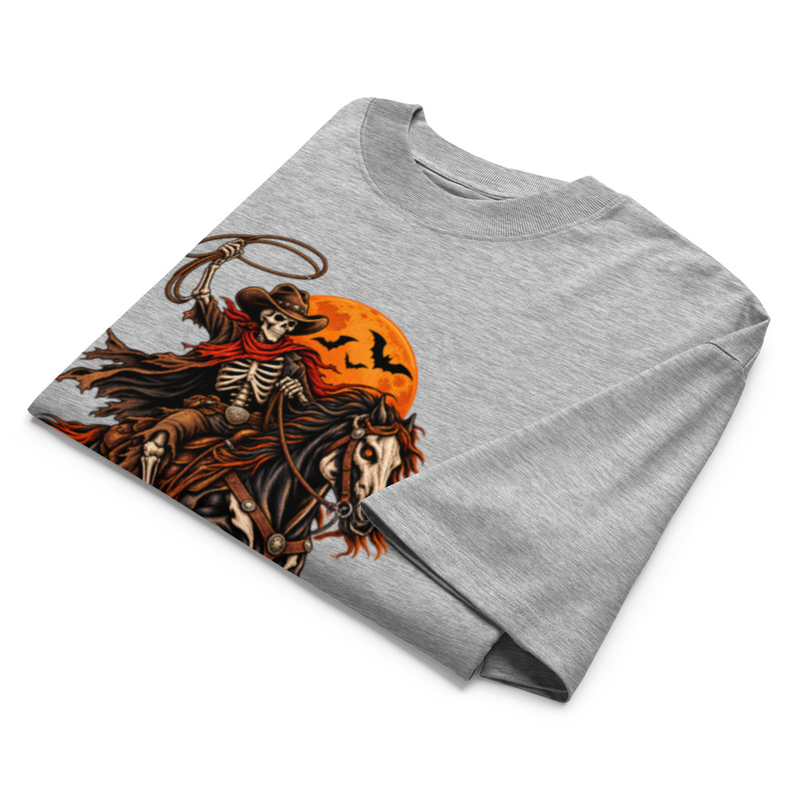 Skeleton Cowboy Halloween Shirt Western Horseman Gothic Vintage Graphic – view 3
