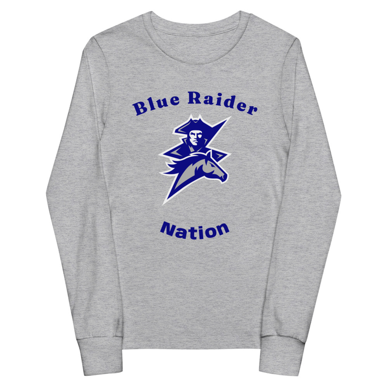 Blue Raider Nation Youth long sleeve tee – S, Athletic Heather