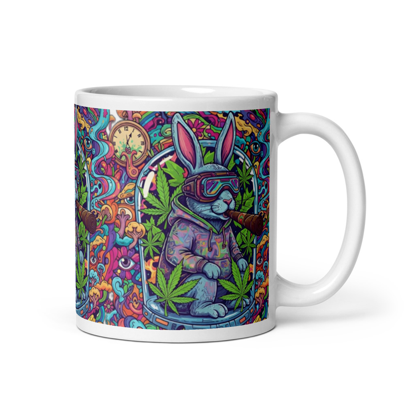  Crazy Rabbit White glossy mug