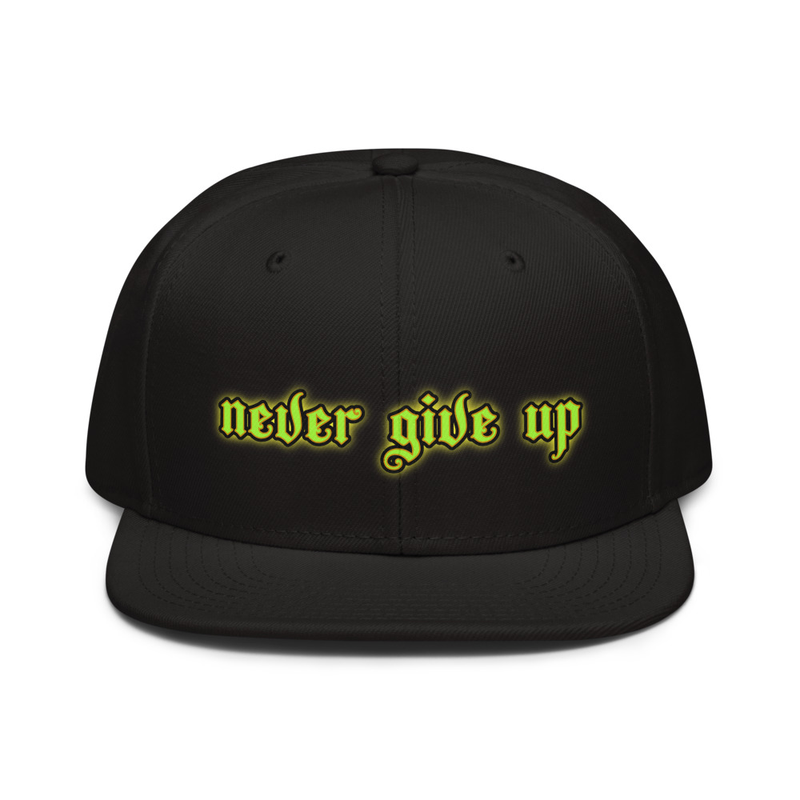 NEVER GIVE UP Letters Snapback Hat