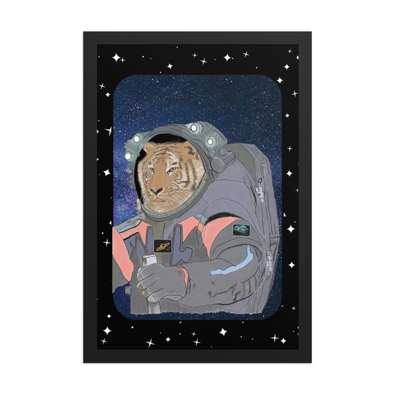 Space Cat - 12" x 18" Framed Print
