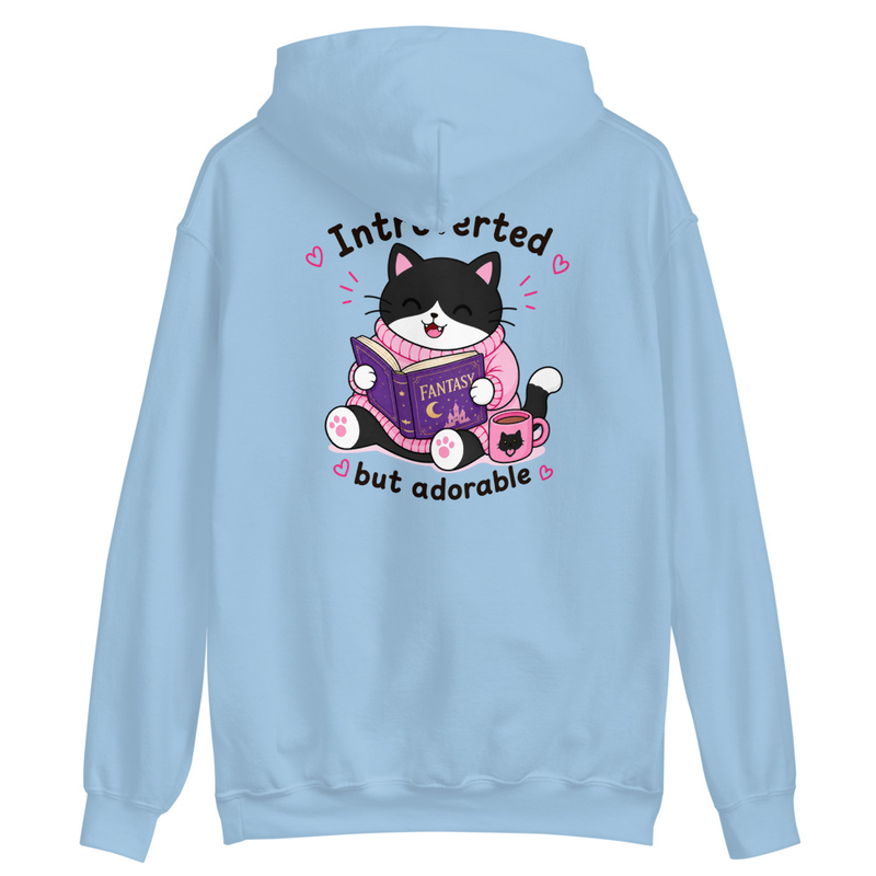 Introverted but adorable Tuxedo Hoodie – S, Light Blue