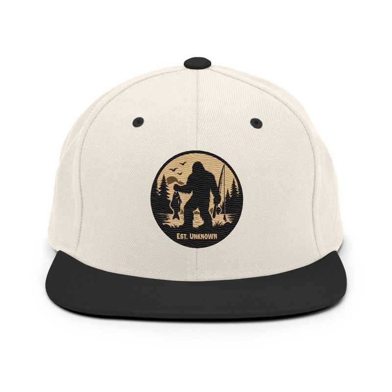 Bassquatch Snapback Hat β Natural/ Black