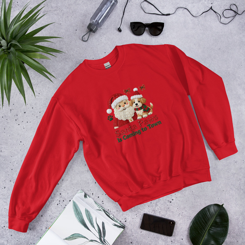 Santa Paws Is Coming to Town Christmas Dog Sweatshirt – view 3