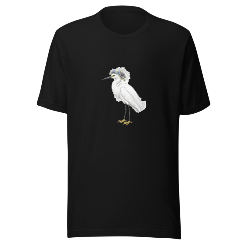 Snowy Egret Flower Crown Tee — Floof