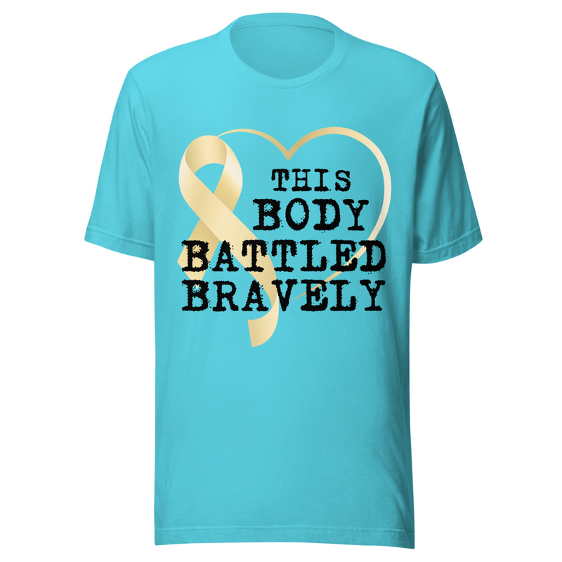 This Body Battled Bravely - Light Tone – L, Turquoise