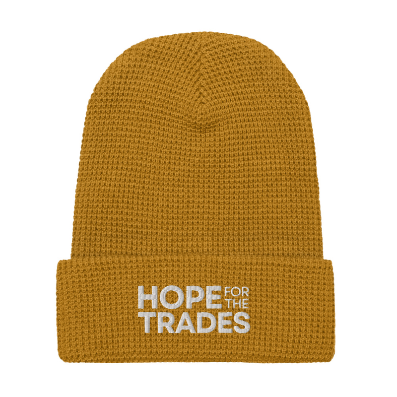 HFTT Waffle Knit Cuffed Beanie | Classic Logo (Colors Available) – One size, Camel