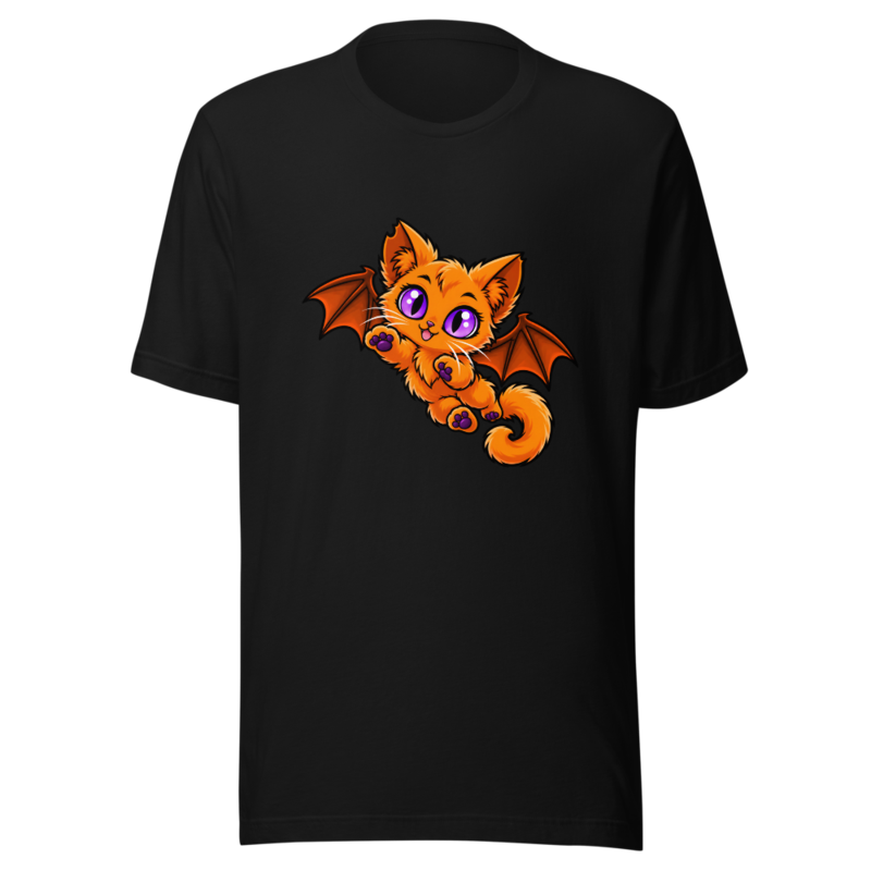 Krypt Kitten Orange on a black tee
