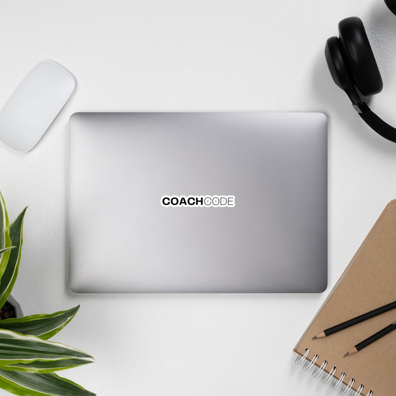 Coach Code Bubble-free stickers – 4″×4″, White