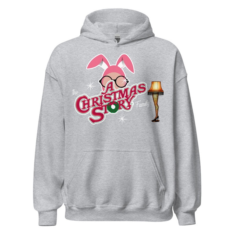 Right one“The A Christmas Story Family” Bunny Suit Logo Hoodie ✨ – S, Sport Grey