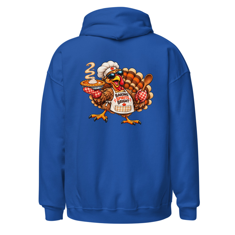 Festive Thanksgiving Baking Turkey Unisex Hoodie – S, Royal