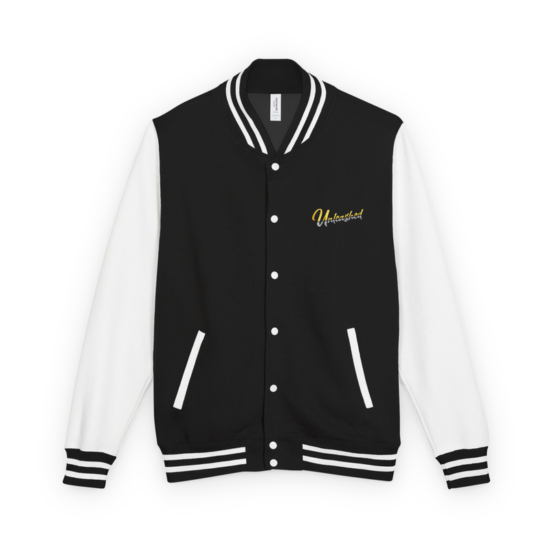 Heavyweight letterman jacket – XL, Jet Black/Arctic White