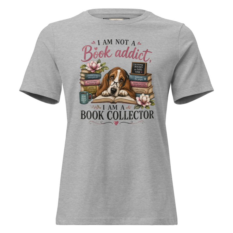 Women's Relaxed T-Shirt-Book Addict – S, Athletic Heather