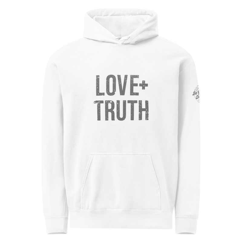 Vintage "Love+Truth" Hoodie | White (Graphite logo special edition)