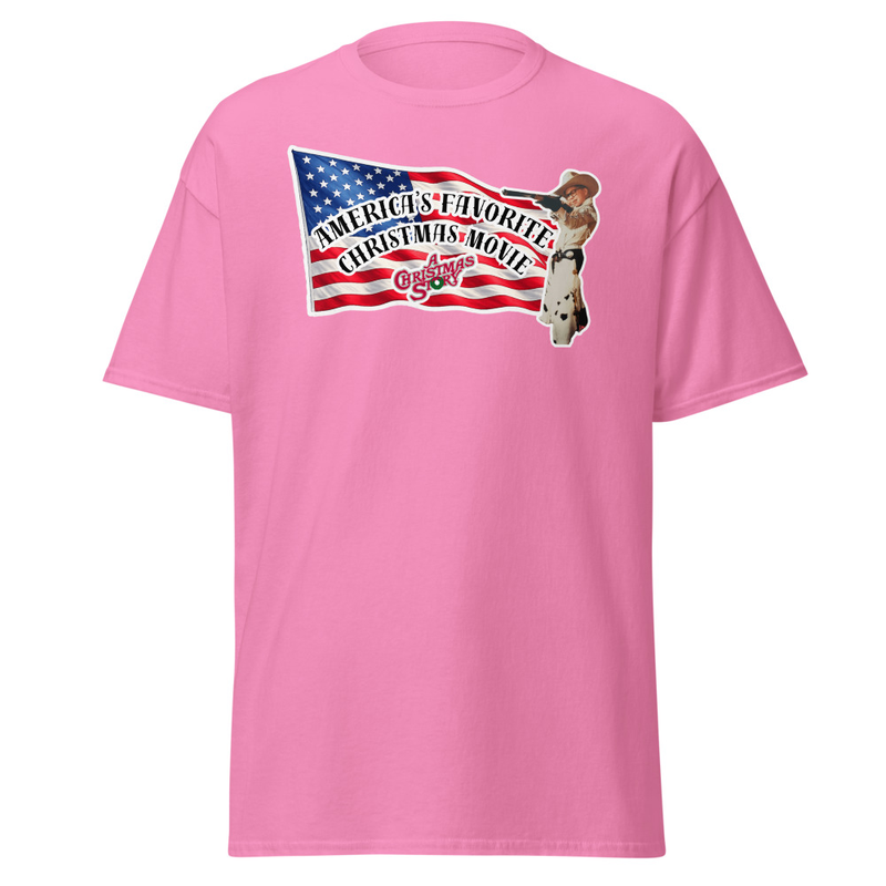 America's Favorite Christmas Movie Flag  With Ralphie T-Shirt – XL, Azalea