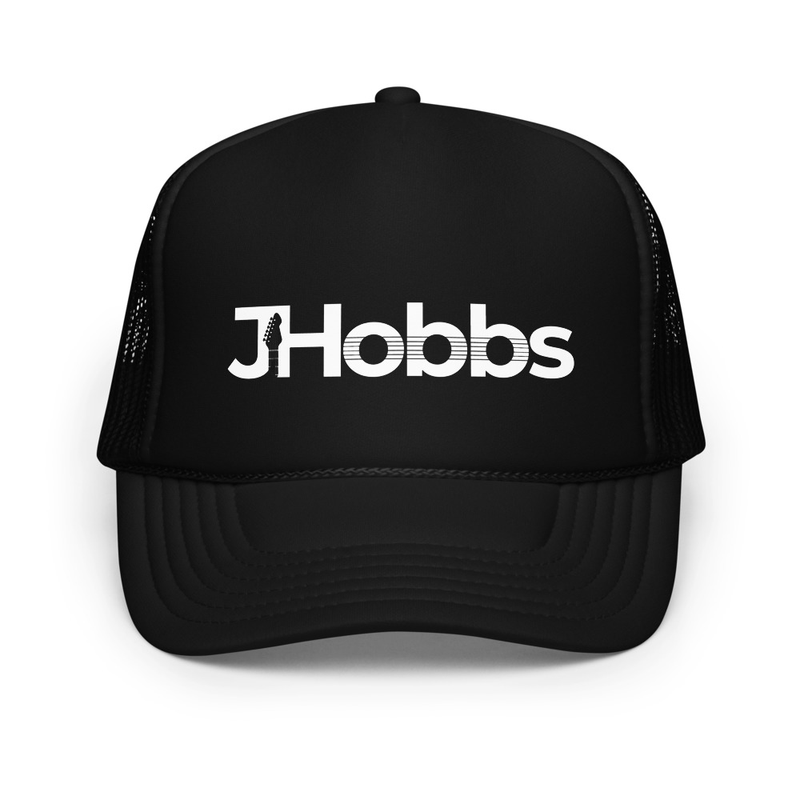 White JHobbs Logo on Black Foam trucker hat