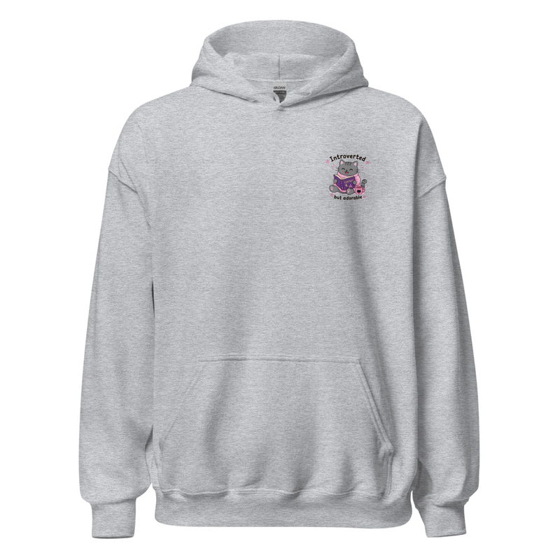 Introverted but adorable Grey Hoodie – Image 8