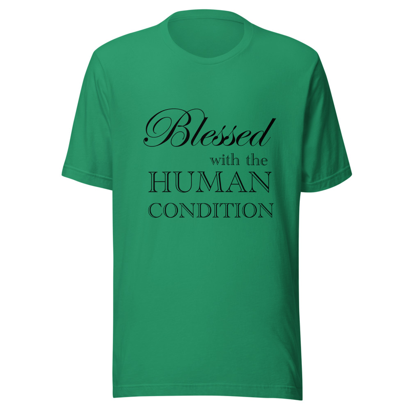 Blessed Unisex T-Shirt Black Letters – S, Kelly