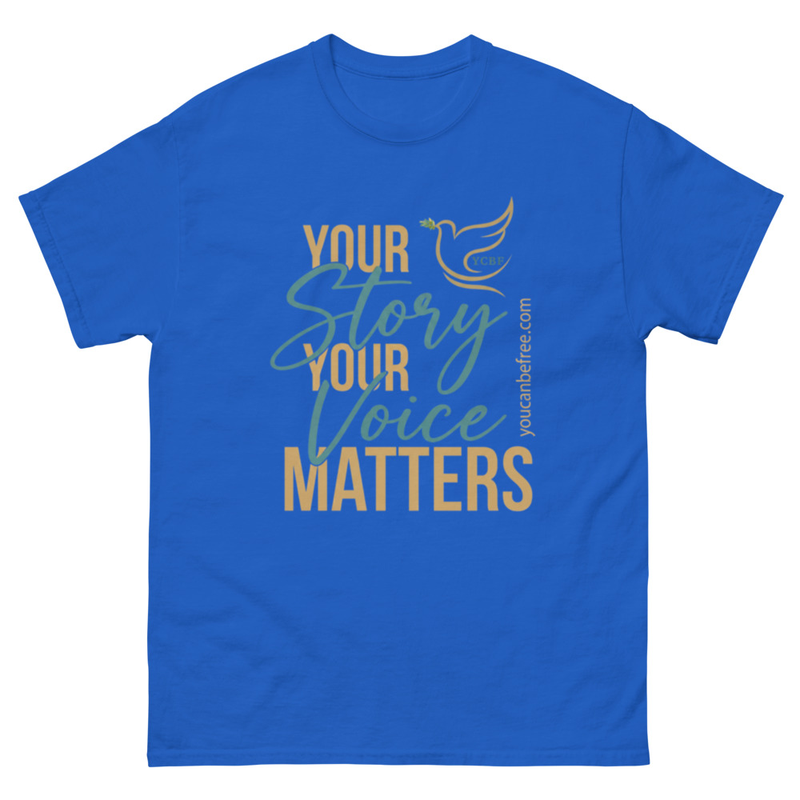 Your Story | Your Voice Matters Unisex T-Shirt – L, Royal