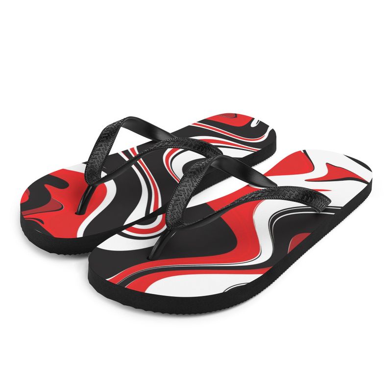 Red Black & White Paint Splatter Flip-Flops House or Outdoor Slippers