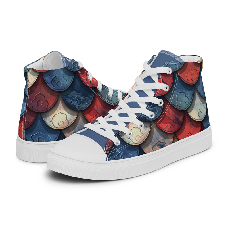Red White & Blue Snake Skin Women’s high top canvas shoes