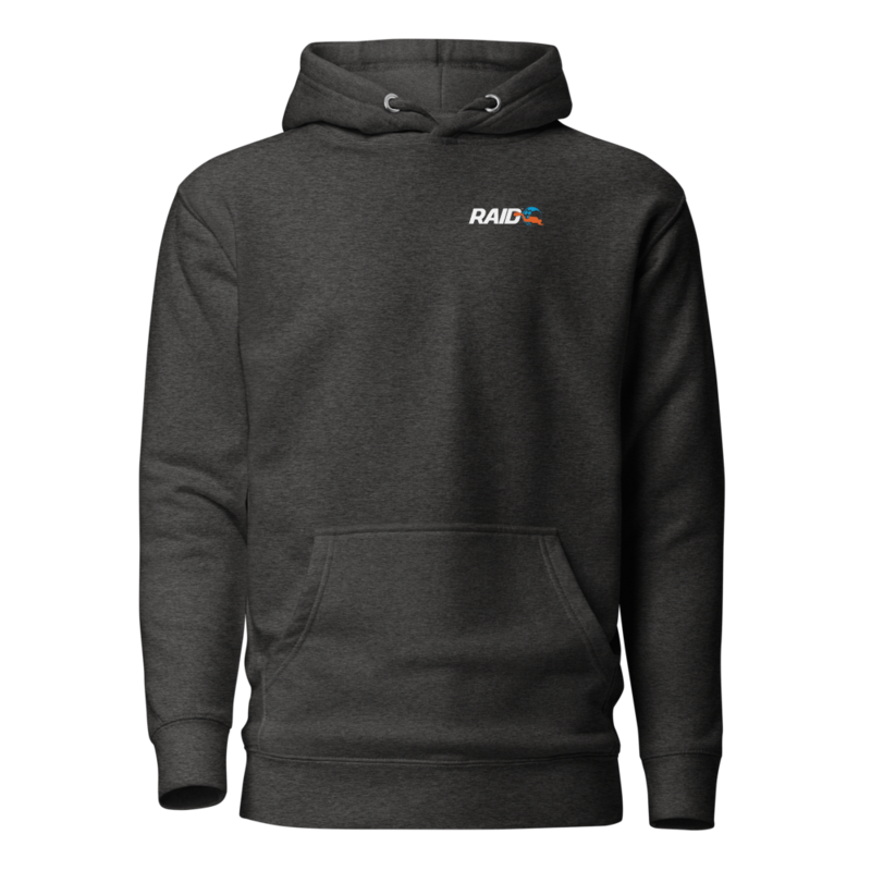 RAID Wear Shark Unisex Hoodie – S, Charcoal Heather