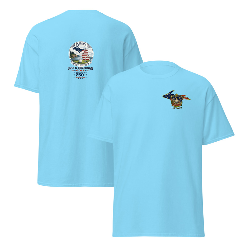 Alger Country Veteran's Golf Out Logo #3 Unisex classic tee – S, Sky