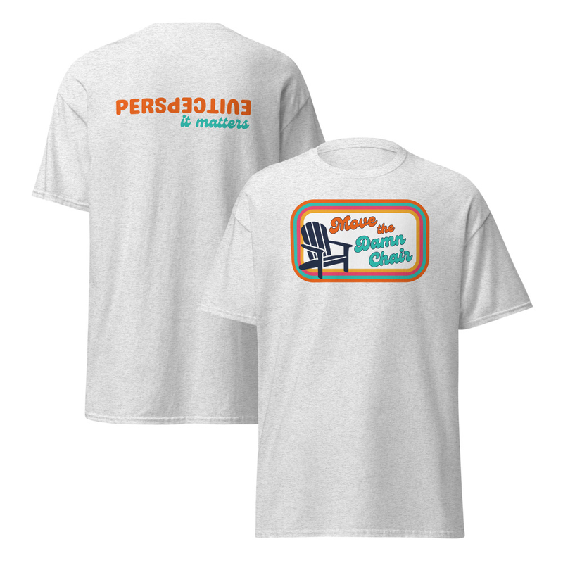 Unisex T-shirt - Chair Front, Perspective Back – S, Ash