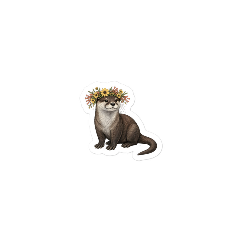 River Otter Flower Crown Sticker — Floof
