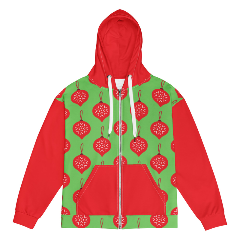 CHRISTMAS ORNAMENTS ZIP UP HOODIE