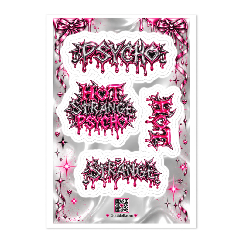 HOT STRANGE PSYCHO | Pink Chrome Sticker Sheet.