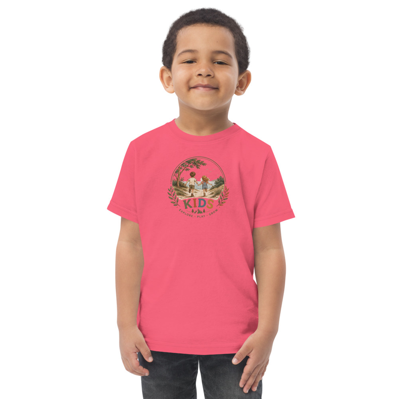 Explore Play Grow Kids T shirt – 5/6, Hot Pink